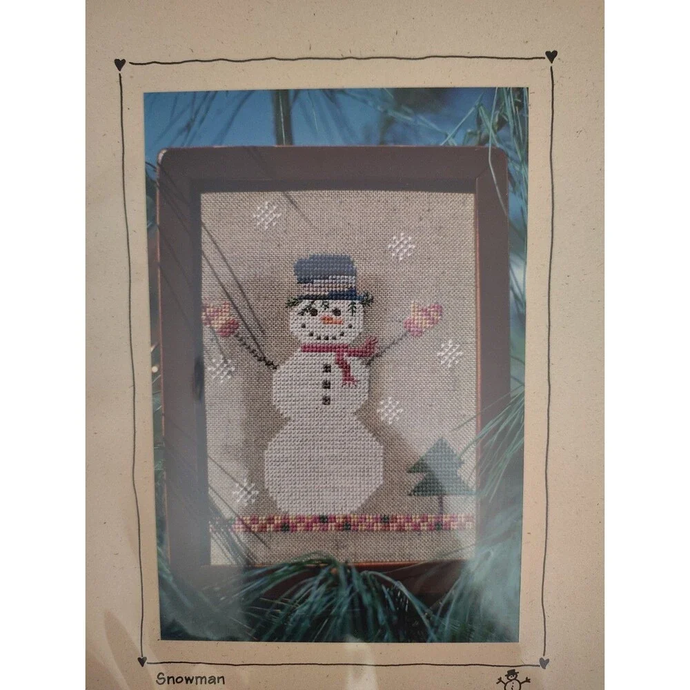 VTG Fanci That Counted Cross Stitch Pattern Leaflet Snowman #45 Winter Folk Art